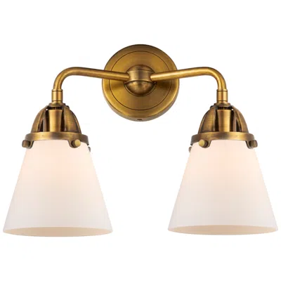 Innovations Lighting Nouveau 2 Cone 6" 2 Light 14" Bath Light - Brushed Brass - White