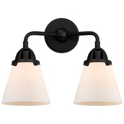 Innovations Lighting Nouveau 2 Cone 6" 2 Light 14" Bath Light - Matte Black - Matte Wh