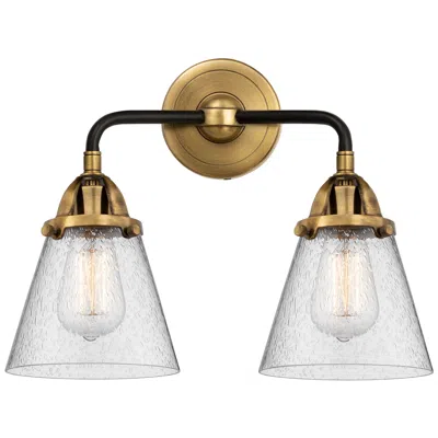 Innovations Lighting Nouveau 2 Cone 6" 2 Light 14" Led Bath Light - Black Brass - Seed