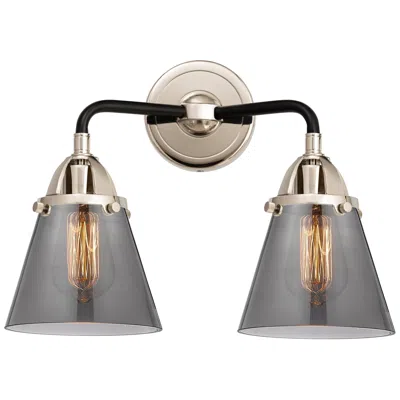 Innovations Lighting Nouveau 2 Cone 6" 2 Light 14" Led Bath Light - Black Nickel - Smo