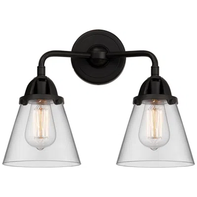 Innovations Lighting Nouveau 2 Cone 6" 2 Light 14" Led Bath Light - Matte Black - Clea
