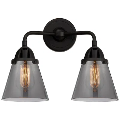 Innovations Lighting Nouveau 2 Cone 6" 2 Light 14" Led Bath Light - Matte Black - Smok