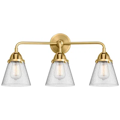 Innovations Lighting Nouveau 2 Cone 6" 3 Light 24" Bath Light - Satin Gold - Seedy Sha