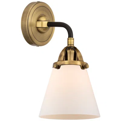 Innovations Lighting Nouveau 2 Cone 6" Incandescent Sconce - Black Brass - Matte White Shad