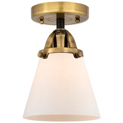 Innovations Lighting Nouveau 2 Cone 6" Led Semi-flush Mount - Black Brass - Matte White