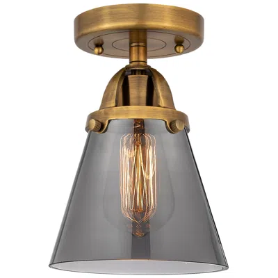 Innovations Lighting Nouveau 2 Cone 6" Led Semi-flush Mount - Brushed Brass - Plated Smoke
