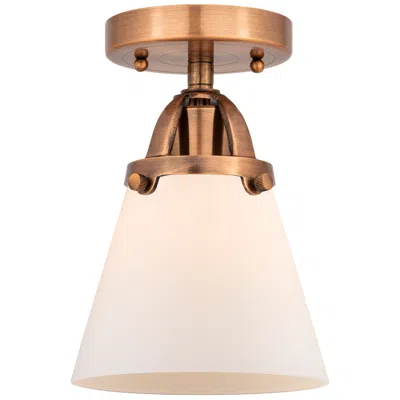 Innovations Lighting Nouveau 2 Cone 6" Semi-flush Mount - Antique Copper - Matte White Shad