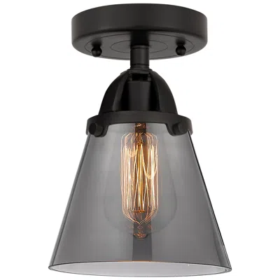 Innovations Lighting Nouveau 2 Cone 6" Semi-flush Mount - Matte Black - Plated Smoke Shade