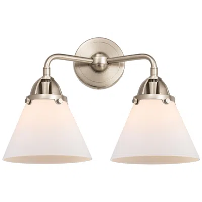 Innovations Lighting Nouveau 2 Cone 8" 2 Light 16" Bath Light - Brushed Satin Nickel -
