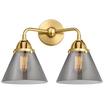 Innovations Lighting Nouveau 2 Cone 8" 2 Light 16" Bath Light - Satin Gold - Plated Sm
