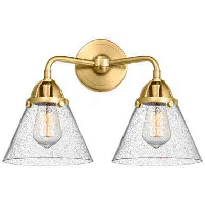 Innovations Lighting Nouveau 2 Cone 8" 2 Light 16" Bath Light - Satin Gold - Seedy Sha