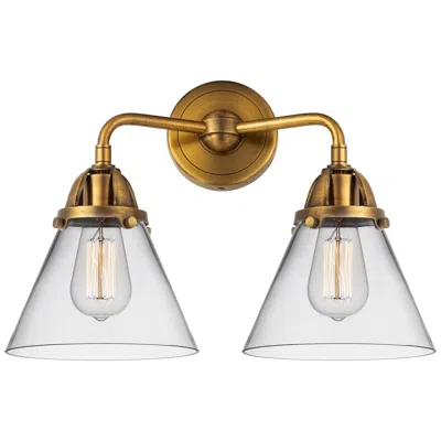 Innovations Lighting Nouveau 2 Cone 8" 2 Light 16" Led Bath Light - Brushed Brass - Cl