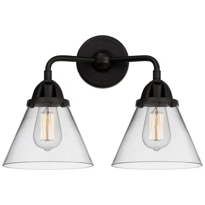 Innovations Lighting Nouveau 2 Cone 8" 2 Light 16" Led Bath Light - Matte Black - Clea