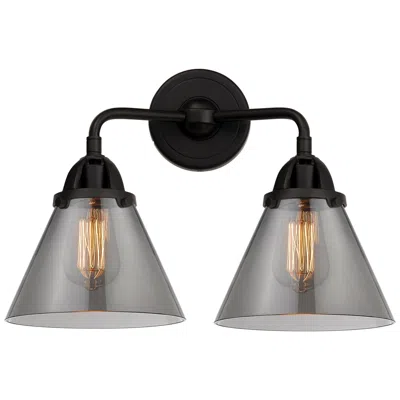 Innovations Lighting Nouveau 2 Cone 8" 2 Light 16" Led Bath Light - Matte Black - Smok
