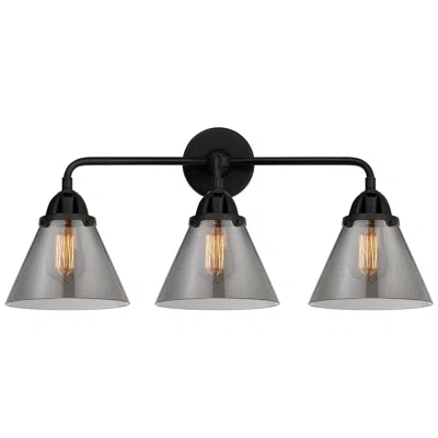 Innovations Lighting Nouveau 2 Cone 8" 3 Light 26" Bath Light - Matte Black - Plated S