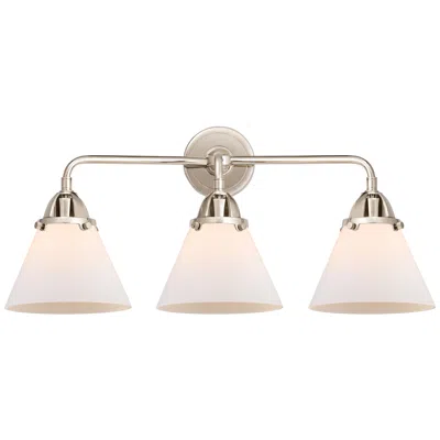 Innovations Lighting Nouveau 2 Cone 8" 3 Light 26" Bath Light - Polished Nickel - Whit