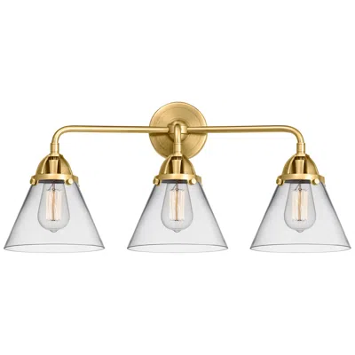 Innovations Lighting Nouveau 2 Cone 8" 3 Light 26" Led Bath Light - Satin Gold - Clear