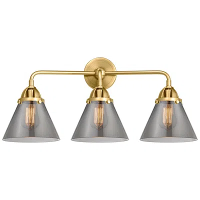 Innovations Lighting Nouveau 2 Cone 8" 3 Light 26" Led Bath Light - Satin Gold - Smoke