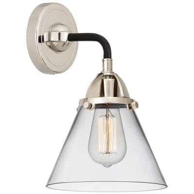 Innovations Lighting Nouveau 2 Cone 8" Incandescent Sconce - Black Nickel Finish - Clear Sh