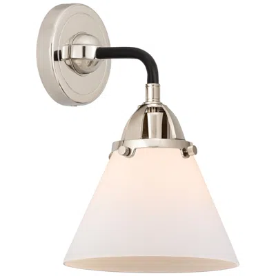 Innovations Lighting Nouveau 2 Cone 8" Incandescent Sconce - Black Nickel Finish - White Sh