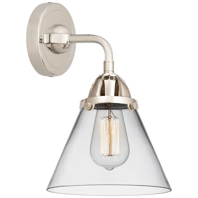Innovations Lighting Nouveau 2 Cone 8" Incandescent Sconce - Nickel Finish - Clear Shade