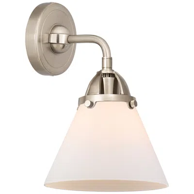 Innovations Lighting Nouveau 2 Cone 8" Incandescent Sconce - Nickel Finish - Matte White Sh