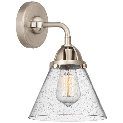 Innovations Lighting Nouveau 2 Cone 8" Incandescent Sconce - Nickel Finish - Seedy Shade