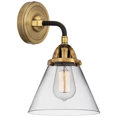 Innovations Lighting Nouveau 2 Cone 8" Led Sconce - Black Brass Finish - Clear Shade