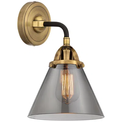 Innovations Lighting Nouveau 2 Cone 8" Led Sconce - Black Brass Finish - Plated Smoke Shade In Multi