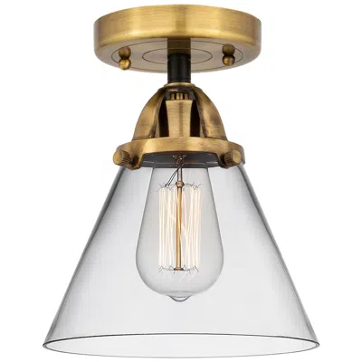 Innovations Lighting Nouveau 2 Cone 8" Led Semi-flush Mount - Black Antique Brass - Clear S