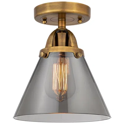 Innovations Lighting Nouveau 2 Cone 8" Led Semi-flush Mount - Brushed Brass - Plated Smoke In Multi