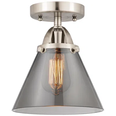 Innovations Lighting Nouveau 2 Cone 8" Led Semi-flush Mount - Satin Nickel - Plated Smoke