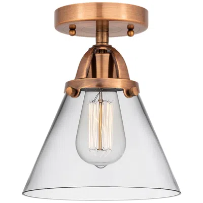 Innovations Lighting Nouveau 2 Cone 8" Semi-flush Mount - Antique Copper - Clear Shade
