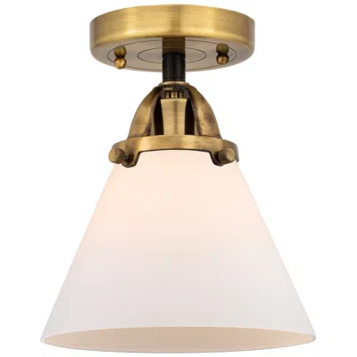 Innovations Lighting Nouveau 2 Cone 8" Semi-flush Mount - Black Antique Brass - Matte White