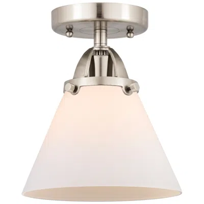 Innovations Lighting Nouveau 2 Cone 8" Semi-flush Mount - Brushed Satin Nickel - Matte Whit