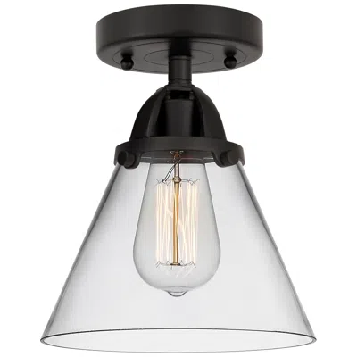 Innovations Lighting Nouveau 2 Cone 8" Semi-flush Mount - Matte Black - Clear Shade