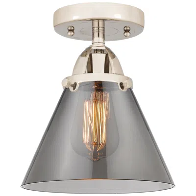 Innovations Lighting Nouveau 2 Cone 8" Semi-flush Mount - Polished Nickel - Plated Smoke Sh