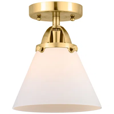 Innovations Lighting Nouveau 2 Cone 8" Semi-flush Mount - Satin Gold - Matte White Shade