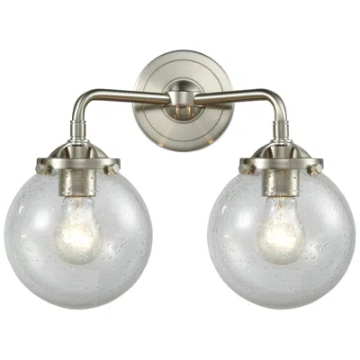 Innovations Lighting Nouveau Beacon 14" 2-light Brushed Satin Nickel Bath Light W/ Seedy Sh