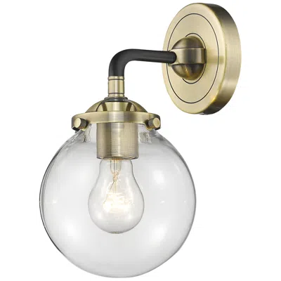 Innovations Lighting Nouveau Beacon 6" Black Antique Brass Sconce W/ Clear Shade
