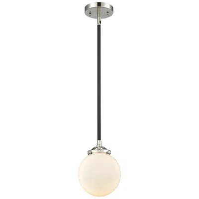 Innovations Lighting Nouveau Beacon 6" Led Mini Pendant - Black Polished Nickel - Matte White