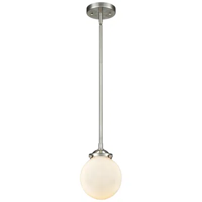 Innovations Lighting Nouveau Beacon 6" Mini Pendant - Brushed Satin Nickel - Matte White Shade
