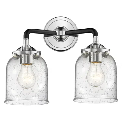 Innovations Lighting Nouveau Bell 13"w 2 Light Black Polished Nickel Bath Light W/ Seedy Sh