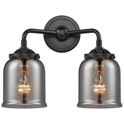 Innovations Lighting Nouveau Bell 13"w 2 Light Bronze Bath Vanity Light W/ Plated Smoke Sha