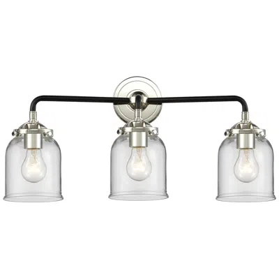 Innovations Lighting Nouveau Bell 23"w 3 Light Black Polished Nickel Bath Light W/ Clear Sh
