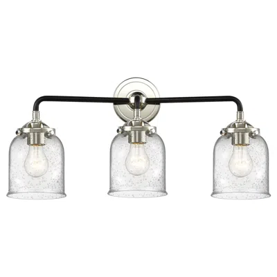 Innovations Lighting Nouveau Bell 23"w 3 Light Black Polished Nickel Bath Light W/ Seedy Sh