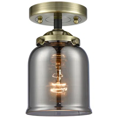 Innovations Lighting Nouveau Bell 5"w Black Antique Brass Semi.flush Mount W/ Plated Smoke