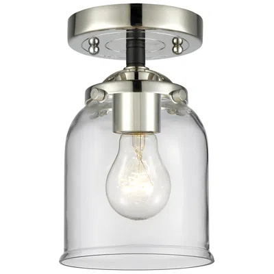 Innovations Lighting Nouveau Bell 5"w Black Polished Nickel Semi.flush Mount W/ Clear Shade