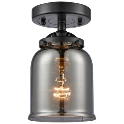 Innovations Lighting Nouveau Bell 5"w Oil Rubbed Bronze Semi.flush Mount W/ Plated Smoke Sh