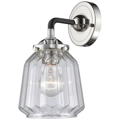 Innovations Lighting Nouveau Chatham 9" High Black Polished Nickel Sconce W/ Clear Shade